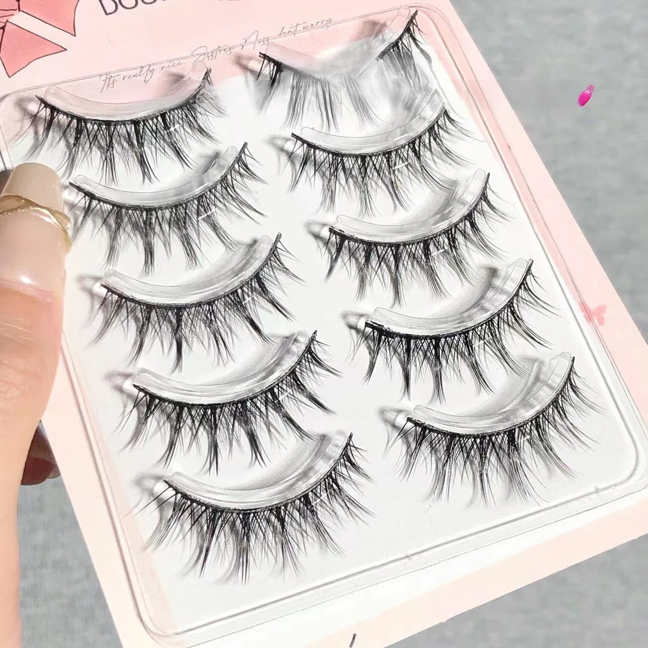 Doudou Zoete Valse Wimpers Natuurlijke Simulatie Zwarte Harde Steel Dubbele Oogleden Hele Kleine Duivel Fee Haar Ddt76