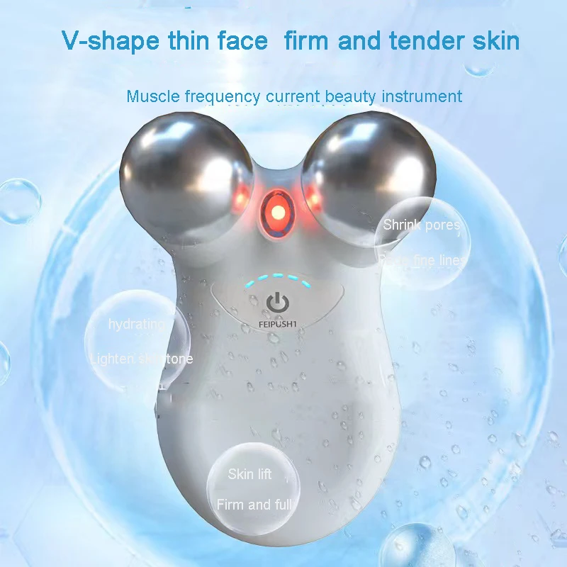 EMS マイクロカレントフェイスマッサージステンレス鋼ダブルヘッド RF 治療マッサージャースキンリフティング引き締め美容機器