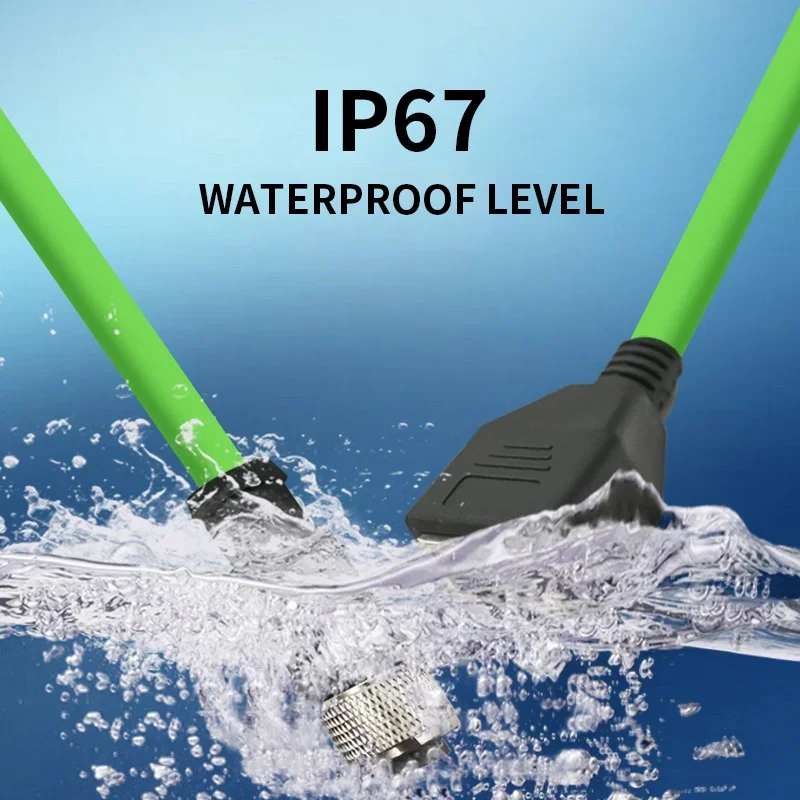 IP67 M12 8Pin X-type to RJ45 Female Head Gigabit Ethernet Extension Cable 4Pin D-type Male A-code Waterproof Connector 1-30M