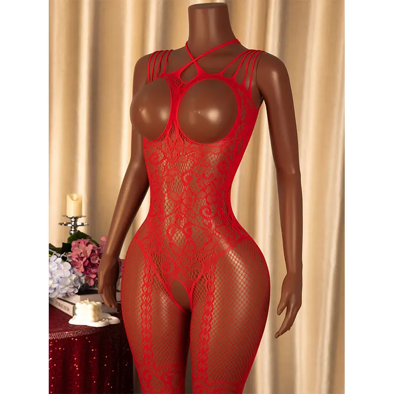 New Fishnet Full Open Breast Desire Underwear Sexy Crotchless Bodystockings One Piece Bra Exposed Bottom Panties Hot Lingerie