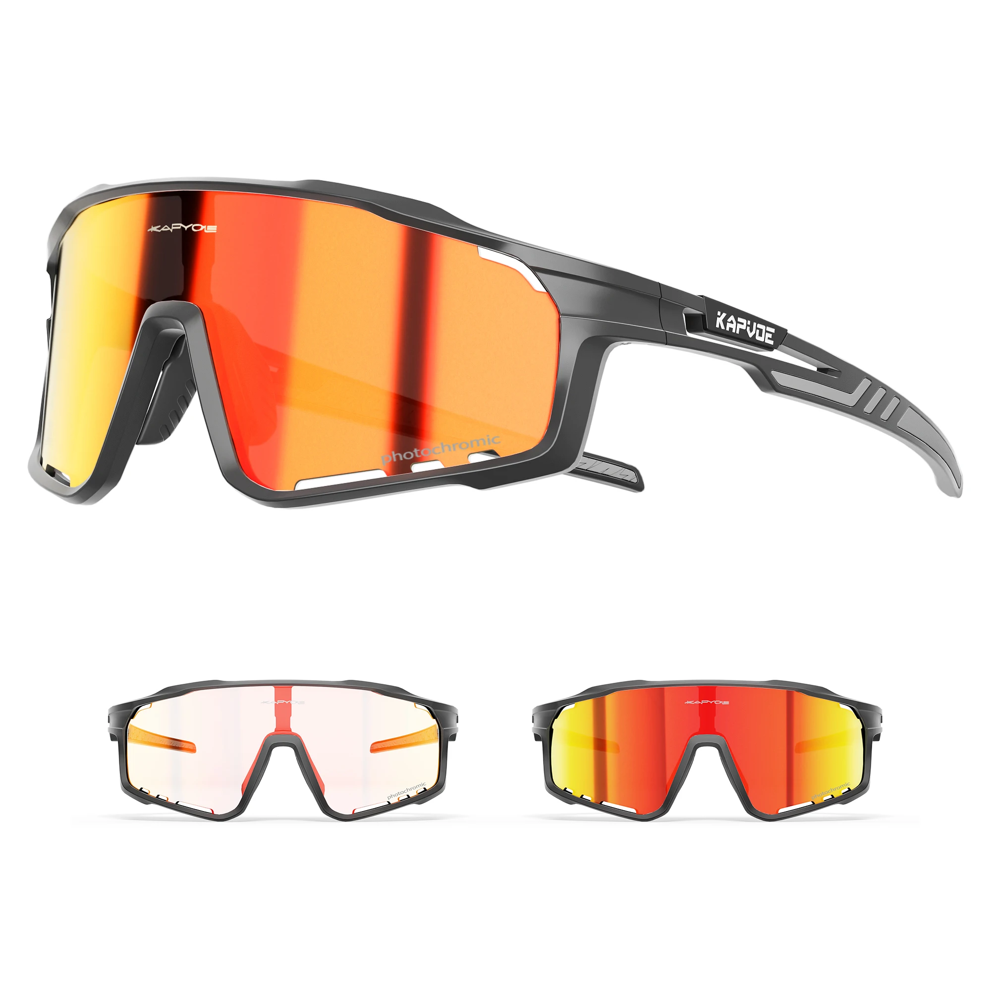 Kapvoe New Colored Photochromic Cycling Glasses Women Red Sunglasses for Bike Mens Bicycle Goggles UV400 Outdoor Eyewear Sports