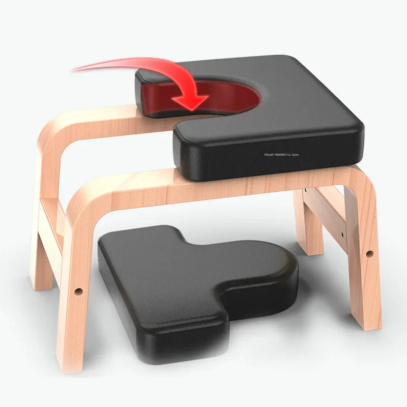 Yoga Headstand Bench, Multifunctional Yoga Inversion Chair with Solid Birch Wood Frame And Pu Cushion