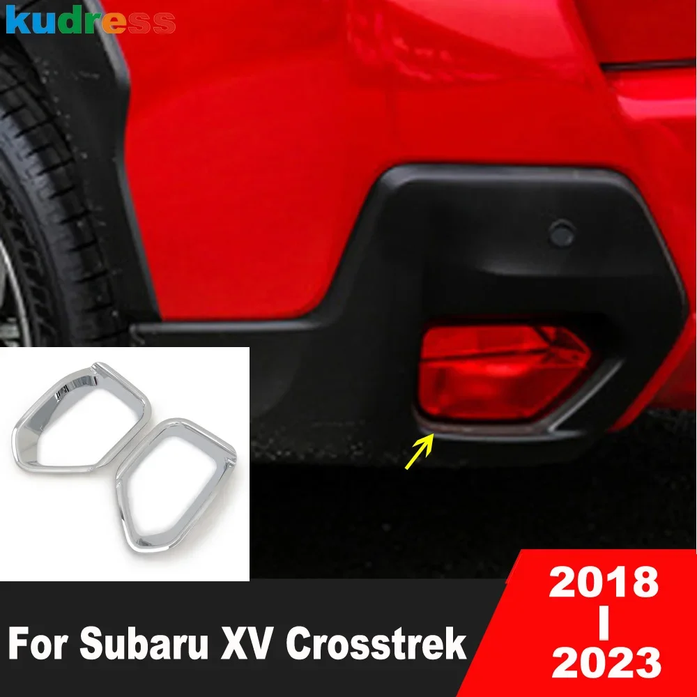 Rear Fog Light Lamp Cover Trim For Subaru XV Crosstrek SUV 2018-2021 2022 2023 Chrome Car Tail Foglight Bezel Trims Accessories