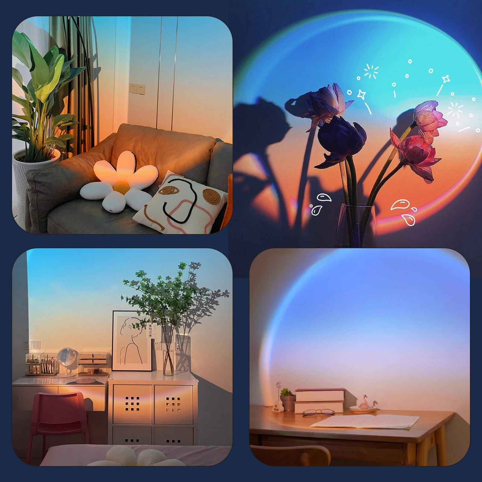 GY Dawn-Sunset Mood Light, LED Projection Light, Romantic Ambient Light, Living Room Decorations, Holiday Party Decorations