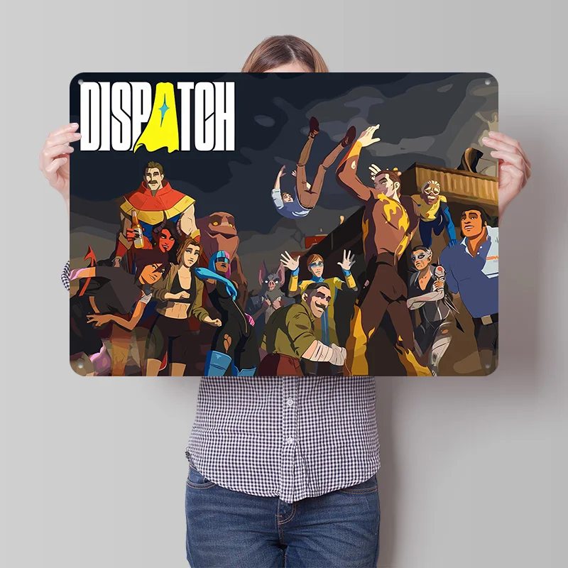 Dispatch Group Illustration Personalized 3D Textured Metal Poster Wall Art Vintage Tin Signs for Bar Accessories Wand Deko Decor