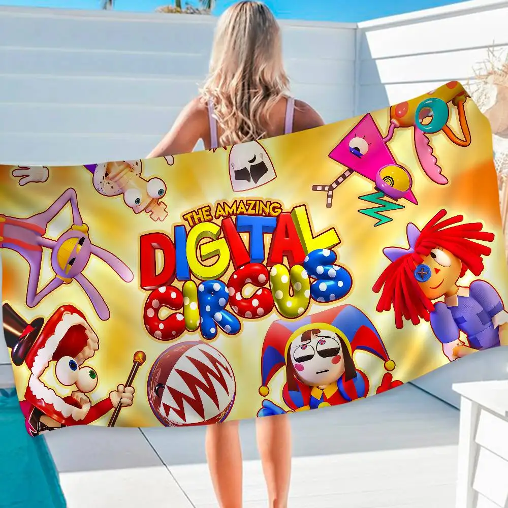 Cartoon T-The A-Amazing D-Digital C-Circus Microfiber Blanket Quick Drying Beach Towels Oversized Printing Super Absorbent Towel