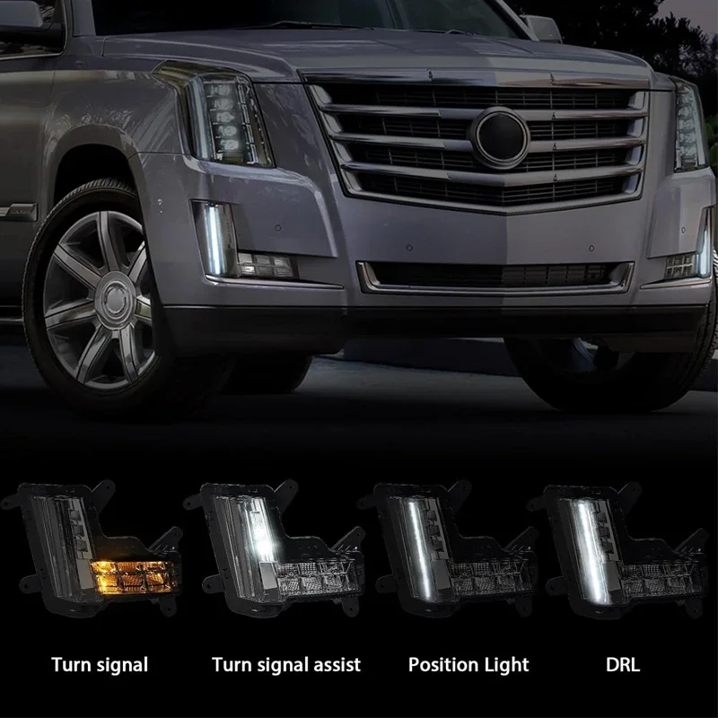 For Cadillac Escalade ESV 2015-2020 Fog Light w/Crash Brake Daytime Running Light w/LED Turn Signal Light DRL Lamp 84575578