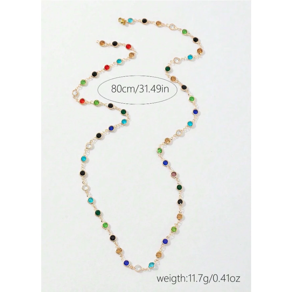 LATS جديد فاخر ملون طويل شرابة قلادة للنساء لامعة حجر الراين كريستال الزركون المختنق البوهيمي بيان مجوهرات هدايا #2