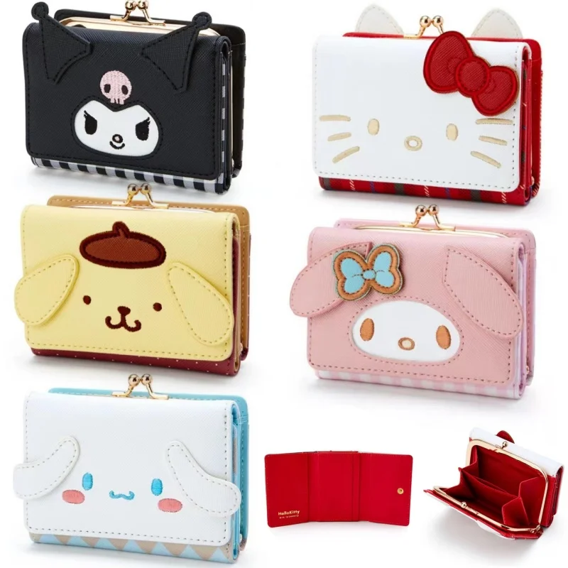 

cartoon HelloKittys Kuromi My Melody Cinnamoroll Bag Wallet Casual Fashion PU Leather Coin Purse Cute Cute Folding Card Bags