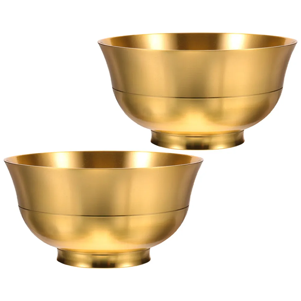 

2Pcs Brass Bowl Decorative Wealth Treasure Basin Feng Shui Temple Offering Bowl Home Decor Buddhist Worship Water Offering