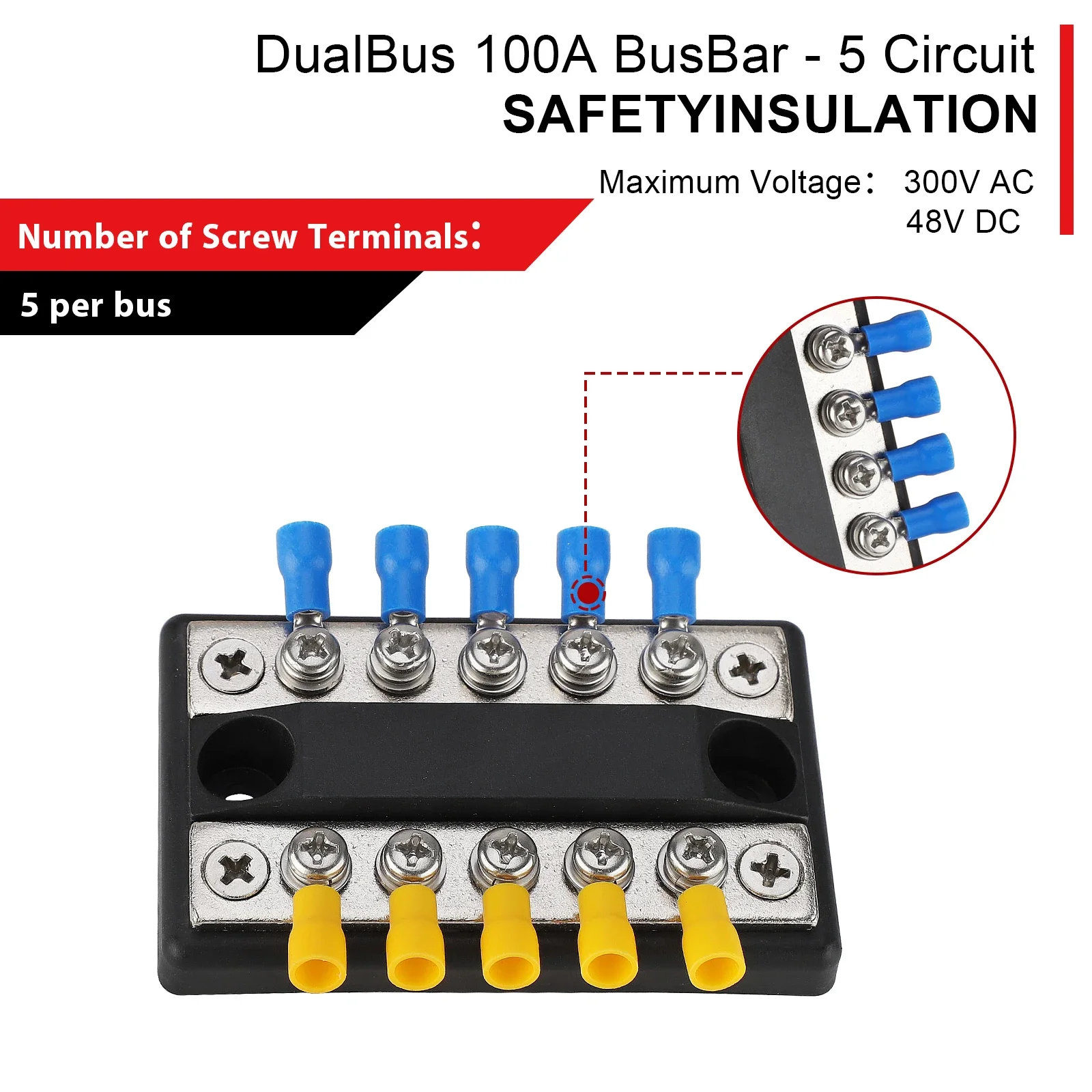 10 طريقة جديدة توزيع الطاقة كتلة 12 فولت-48 فولت تيار مستمر 100A عالية الحالي حافلة بار محطة كتلة لأنظمة RV سيارة قارب يخت الكهربائية