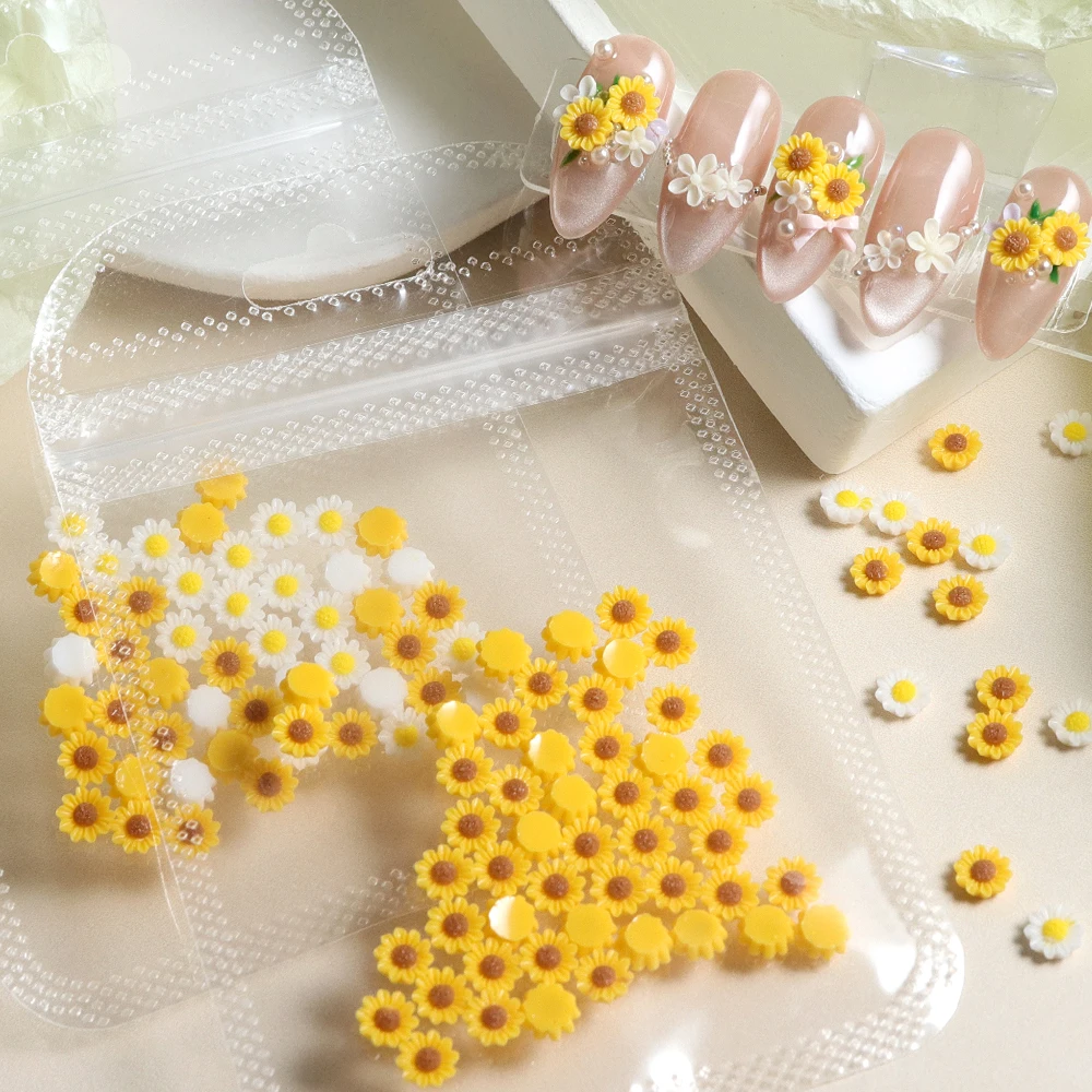 2pcs/Bag Yellow Sunflower Epoxy Resin Silicone Molds Fillers Mixed White Daisy Resin Craft Fillers DIY Keychain Making Supplies