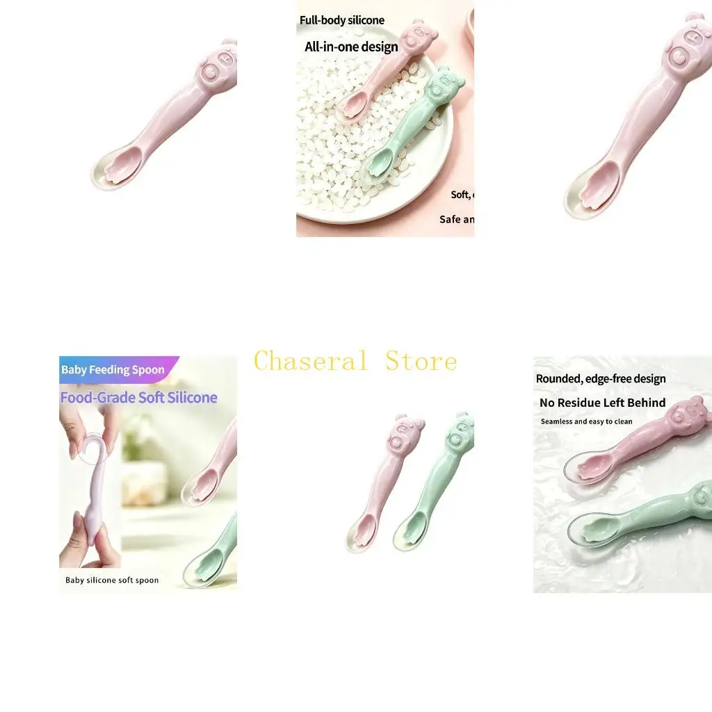 E7CE Hygienic Soft Silicone Spoon For Infants Support Early Eating Skills Heat Resistant And Simple To Sanitize