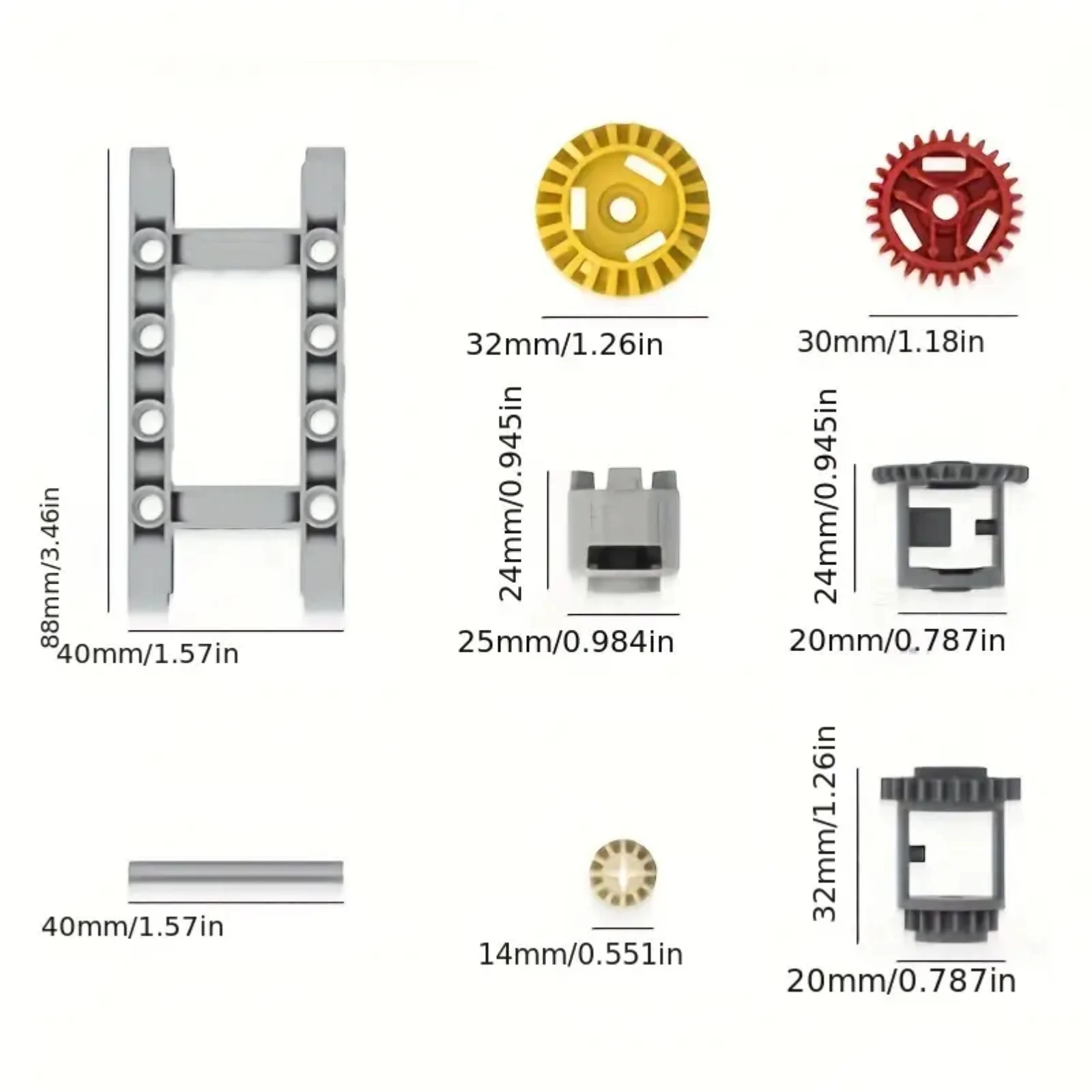 45PCS MOC 9in1 Versatile Differential Gear Set Technical Parts Frame Gears Shaft Hole Arm Building Blocks Compatible Major Brand