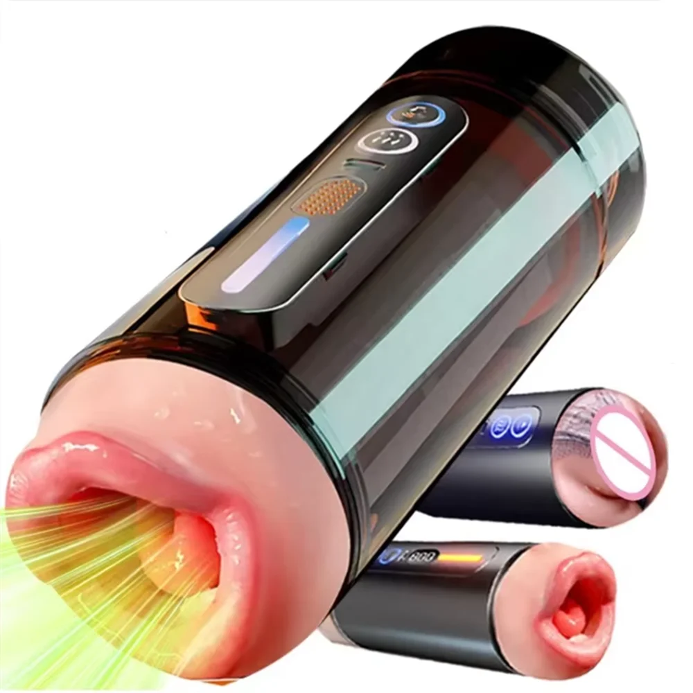 Automatic Male Masturbator Airplane Cup Sexy Oral Mouth Vagina Two Penetration Pocket Pussy Blowjob Sex Toys for Man Adult Goods