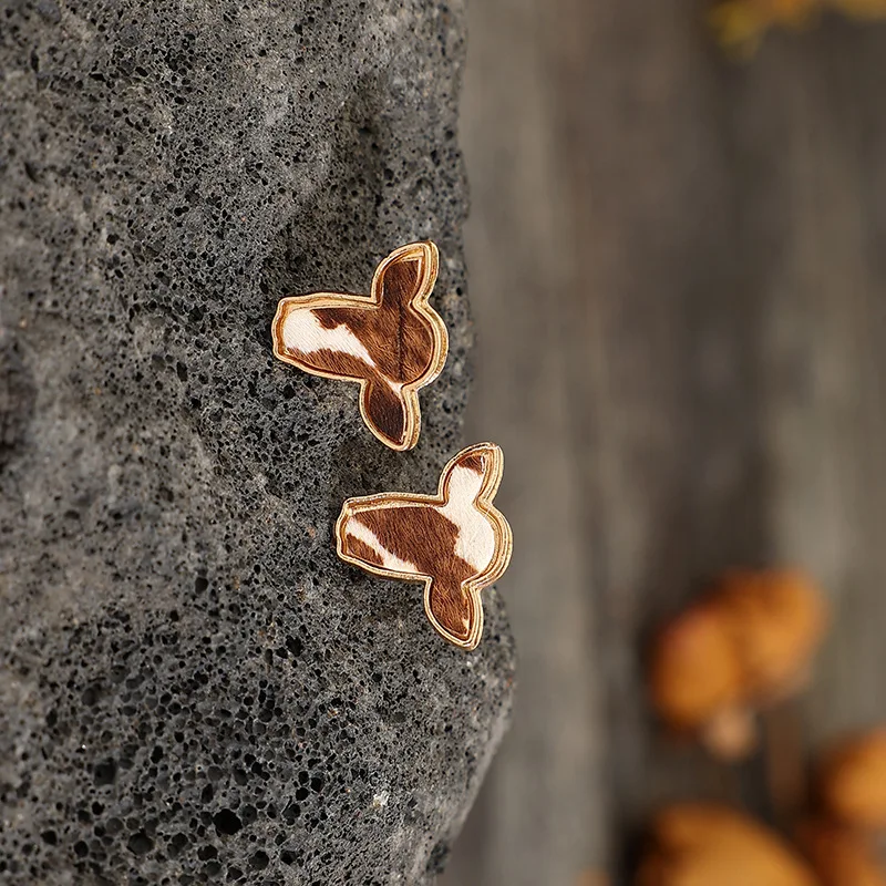 STEER HEAD COWHIDE STUDS EARRINGS Cow Skull Earrings for Women Southwestern Jewelry Western Cowgirl Ear Accessories KL0-5HM5