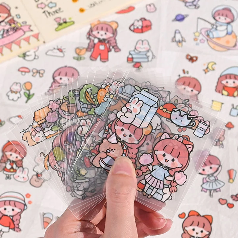 40Pcs PET Pattern Cartoon Scrapbooking Cute Sticker DIY Handbook Kawaii Stickers Decoration Stationery Supplies