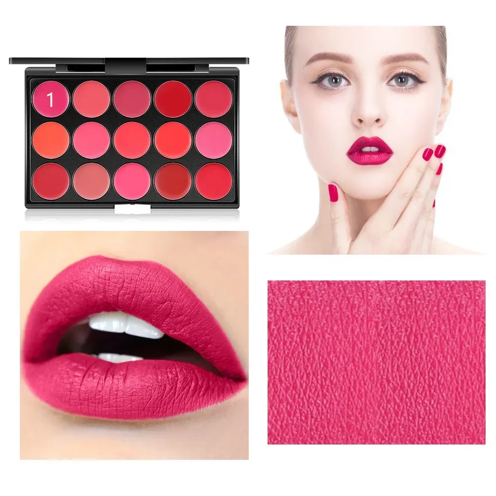 Miss Rose 15 Colours Long Lasting Lip Gloss Palette Makeup Waterproof Lipstick Cosmetic Lip Tools Set Pallete