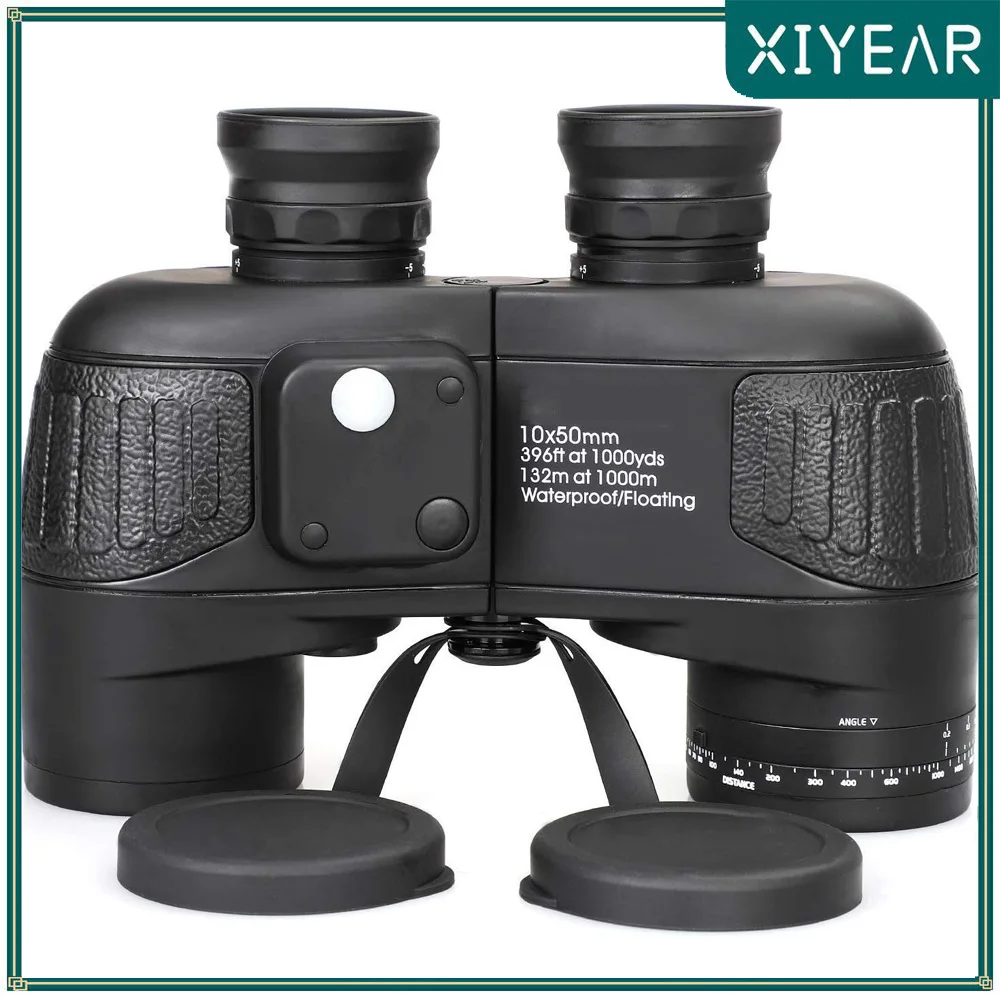 

10x50 Marine Binoculars For Adults Waterproof Binoculars With Rangefinder Compass BAK4 Prism FMC Lens Fogproof