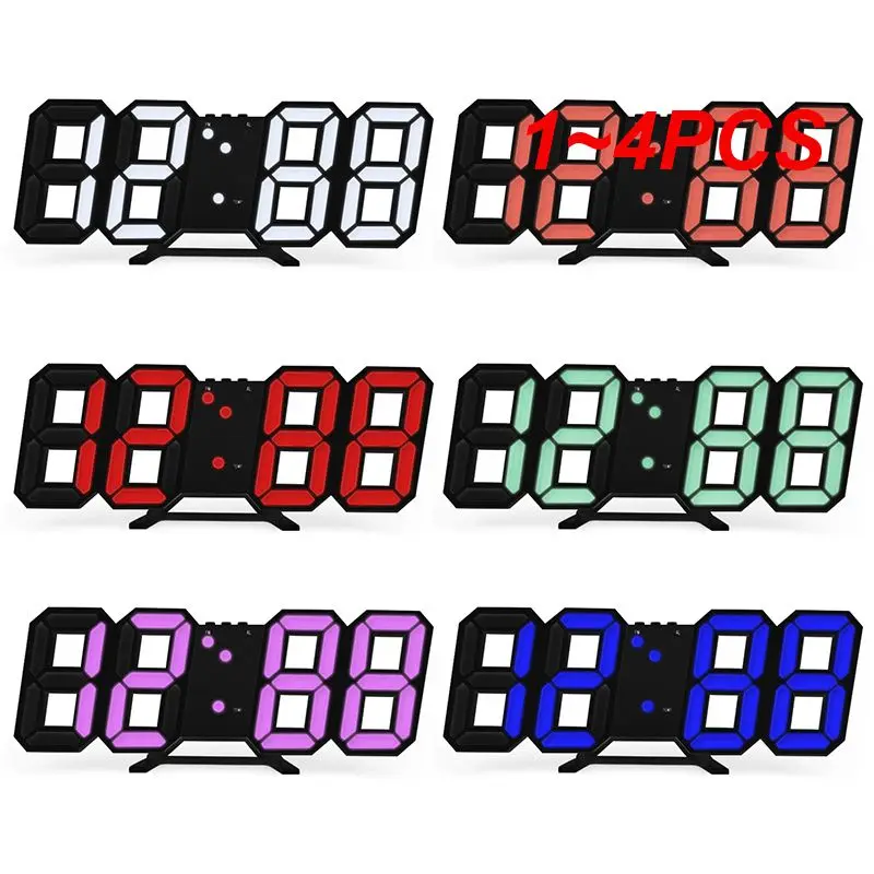 1~4PCS Led Wall Clock Digital Alarm Clocks Wall Hanging 3 Levels Brightness Time Date Temperature Display Electronic Clocks Wall