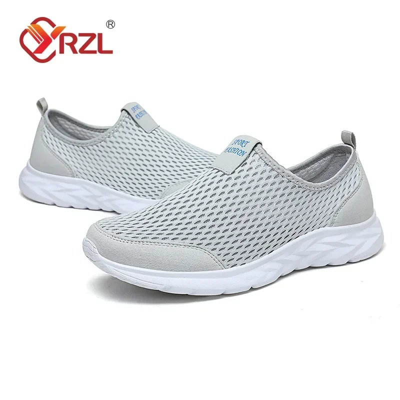 YRZL Men\'s Sneakers Breathable Mesh Men Casual Shoes Outdoor Non-Slip Big Size Loafers Walking Lightweight Male Tennis shoes