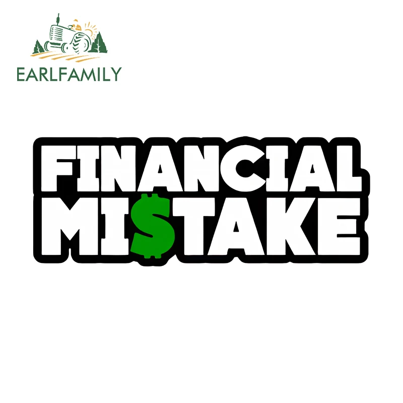 

EARLFAMILY Financial Mistake Creative Car Stickers Cartoon Windshield Rearview Mirror Decals Practical Waterproof Fashion decor