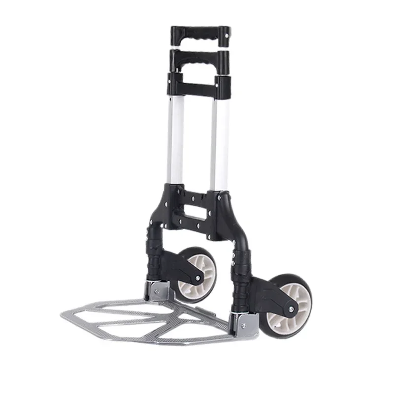 High-quality aluminum and plastic foldable compact shopping trolley with two wheels