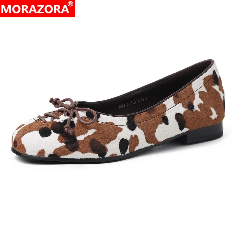 

NORAZORA 2026 Новые женские туфли-балетки из конского волоса и кожи, модные базовые повседневные туфли для вечеринок