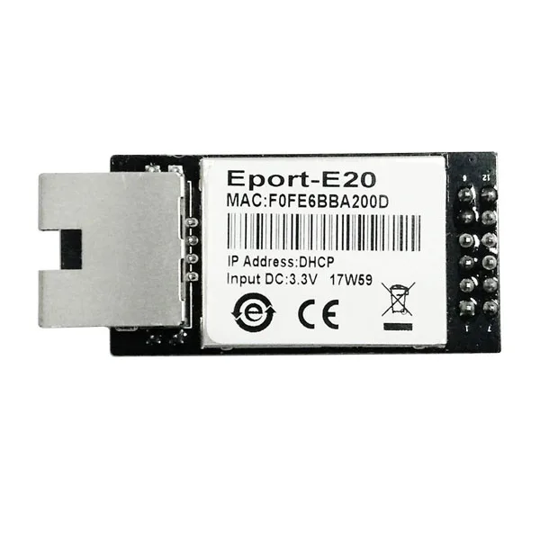 port-E20 FreeRTOS Network Server Port TTL Serial to Ethernet Embedded Module DHCP 3.3V TCP IP Telnet CE Certified