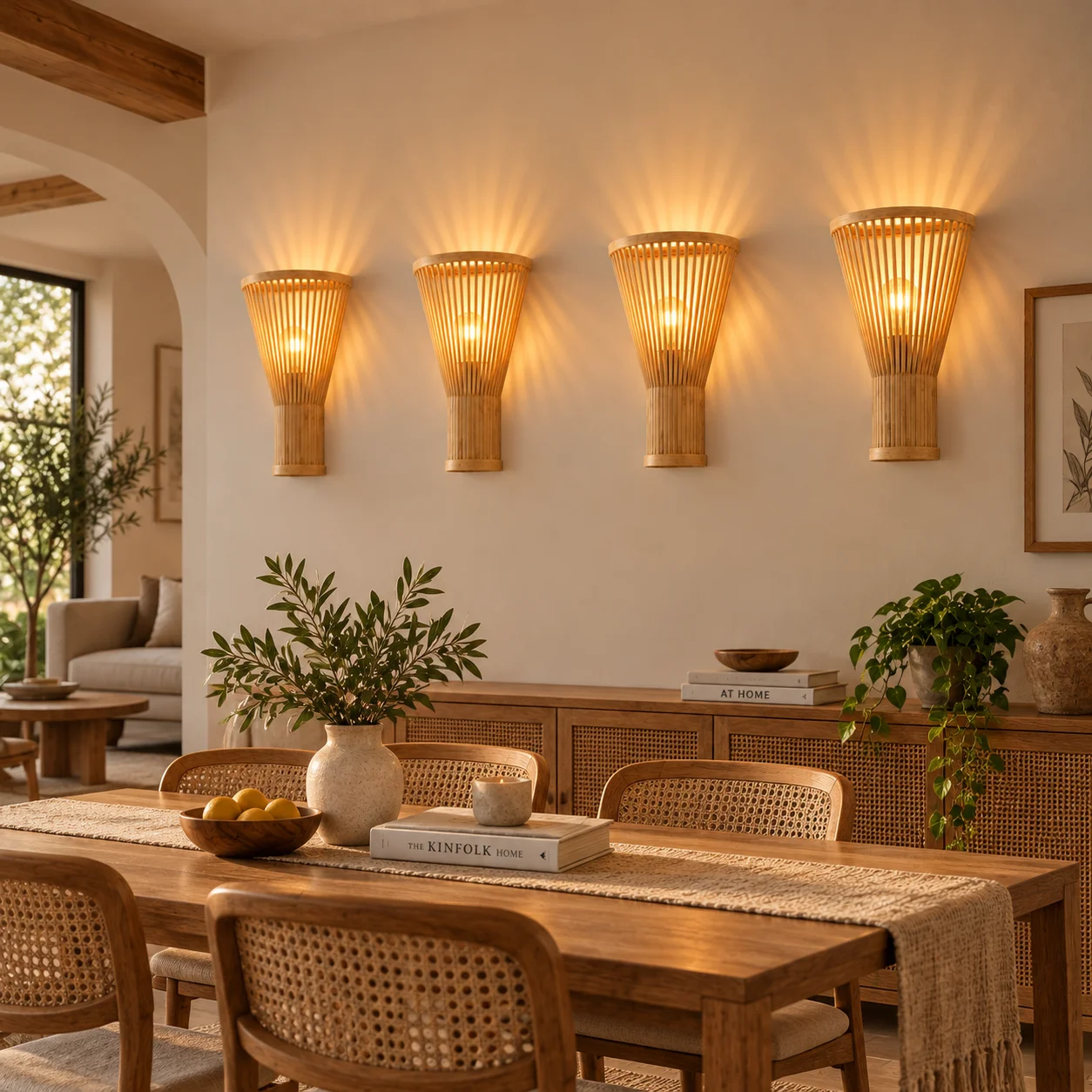 JOYINLED Pack of 1/2/4 Woven Wall Sconce Lighting Japanese Style Wall Lamp, Retro Minimalist Bamboo Light with E27 Rattan Shade