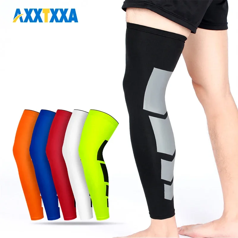 1/2Pcs Sports Anti-slip Full Length Compression Leg Sleeves Calf Shin Splint Support Protector for Cycling Running Basketball