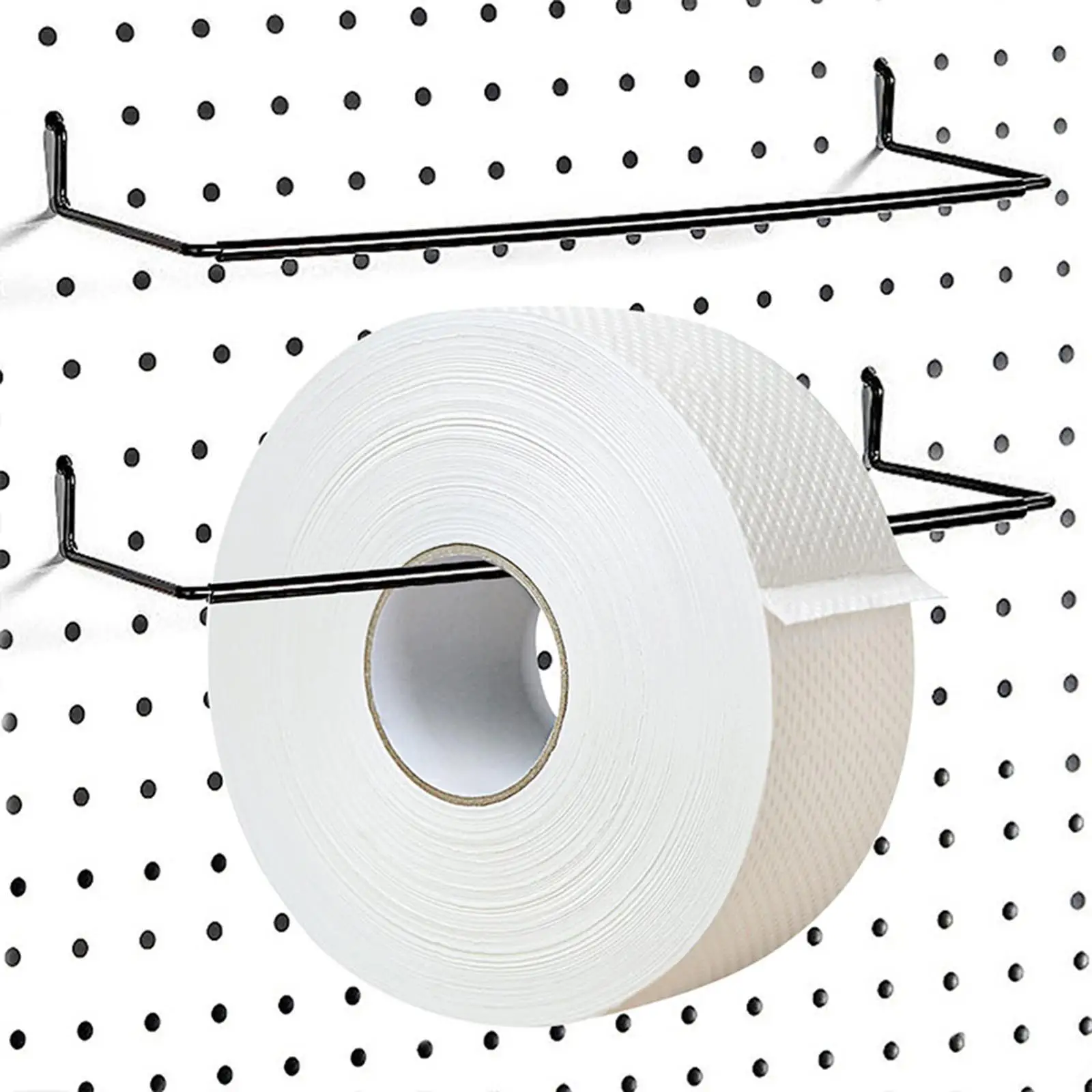 Heavy Duty Paper Towel Holder Pegboard Mount Carbon Steel Roll Stand for Garage Workbench and Kitchen Storage