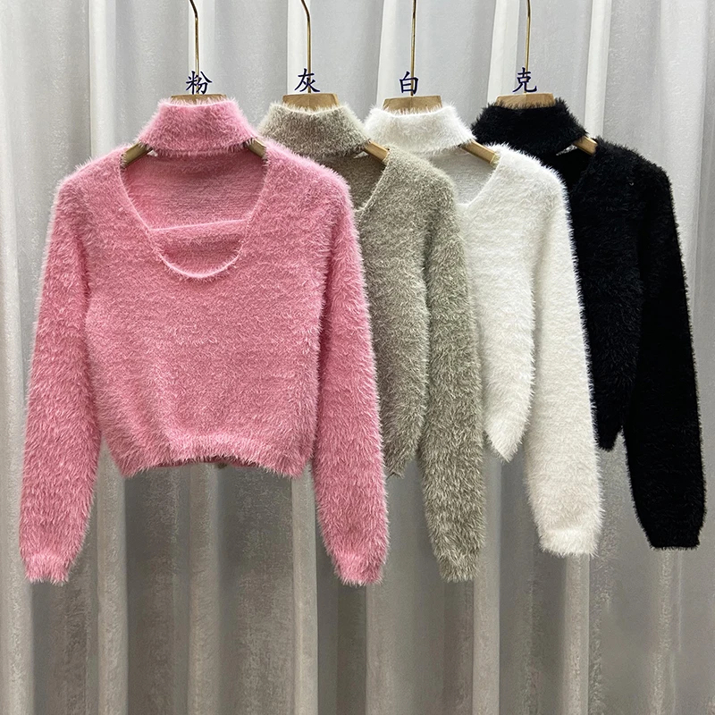 Slim Fit Resilient Women's Pullover Winter Keep Warm Fashion Design Sweet Short Style Ladies Sweater