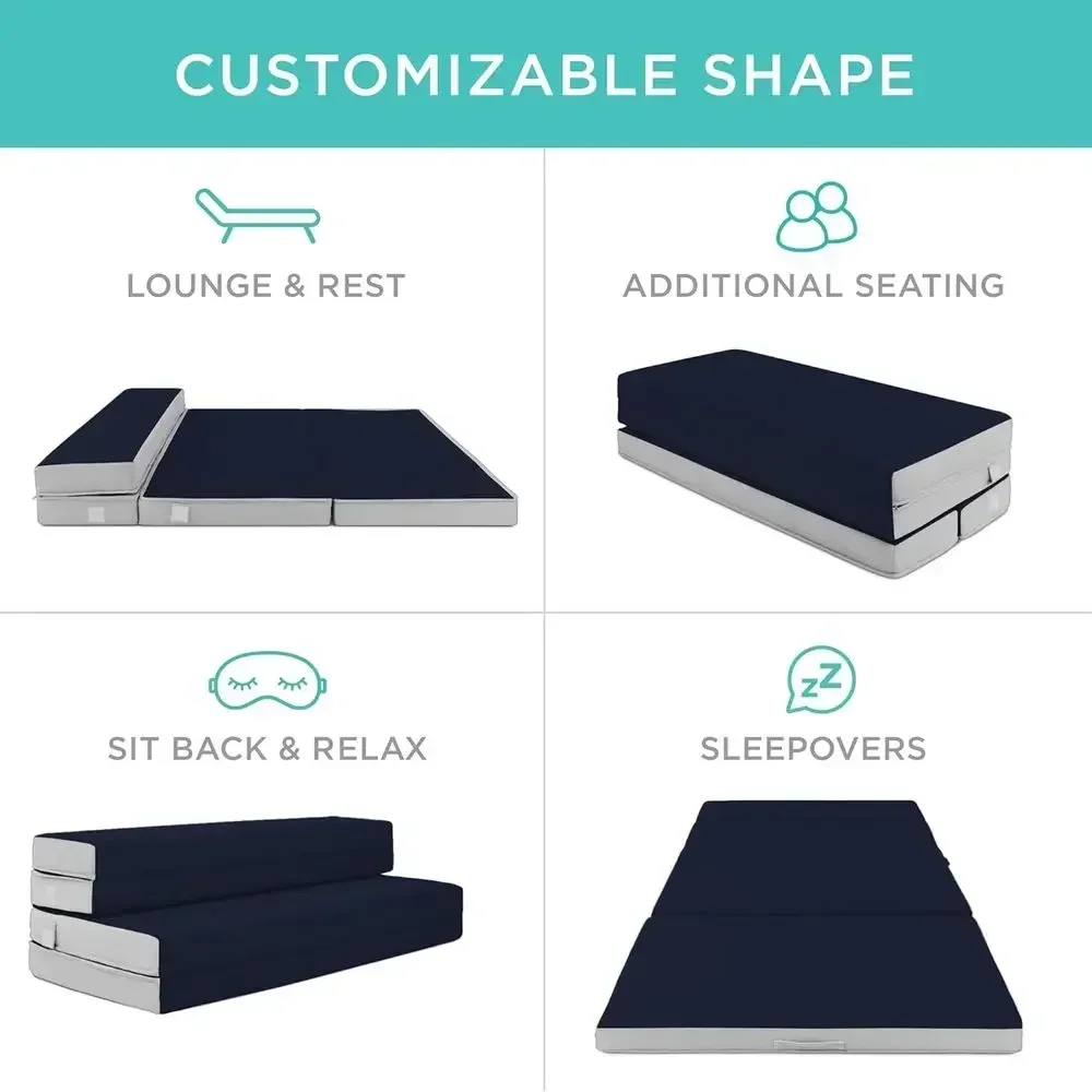 Portable Queen Size Mattress for Camping, Great for Toddlers, Plush with Carry Case - Night Blue