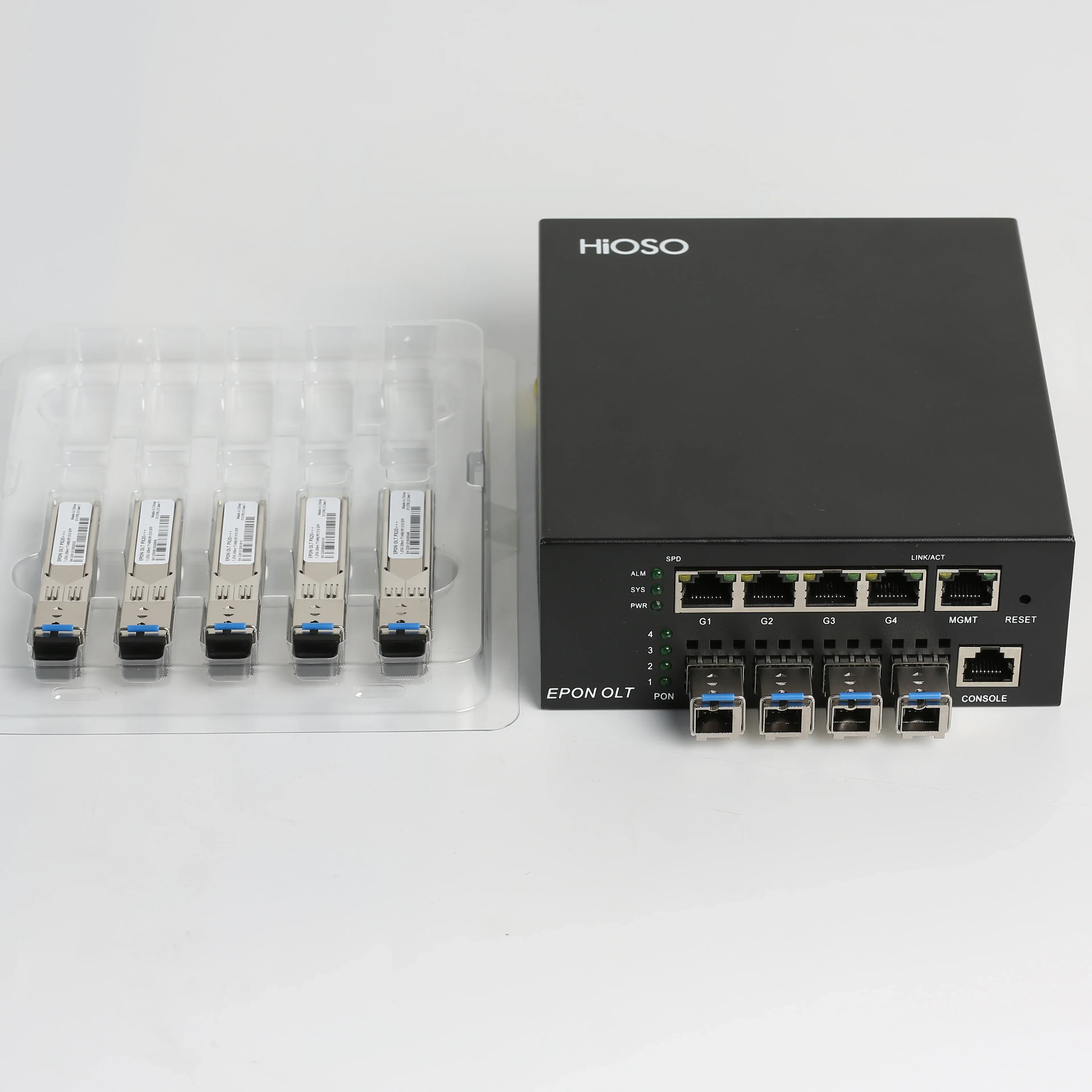 Ftth olt 4 uplink ports epon xpon mini  pon   with  PX20+ PON SFP moules