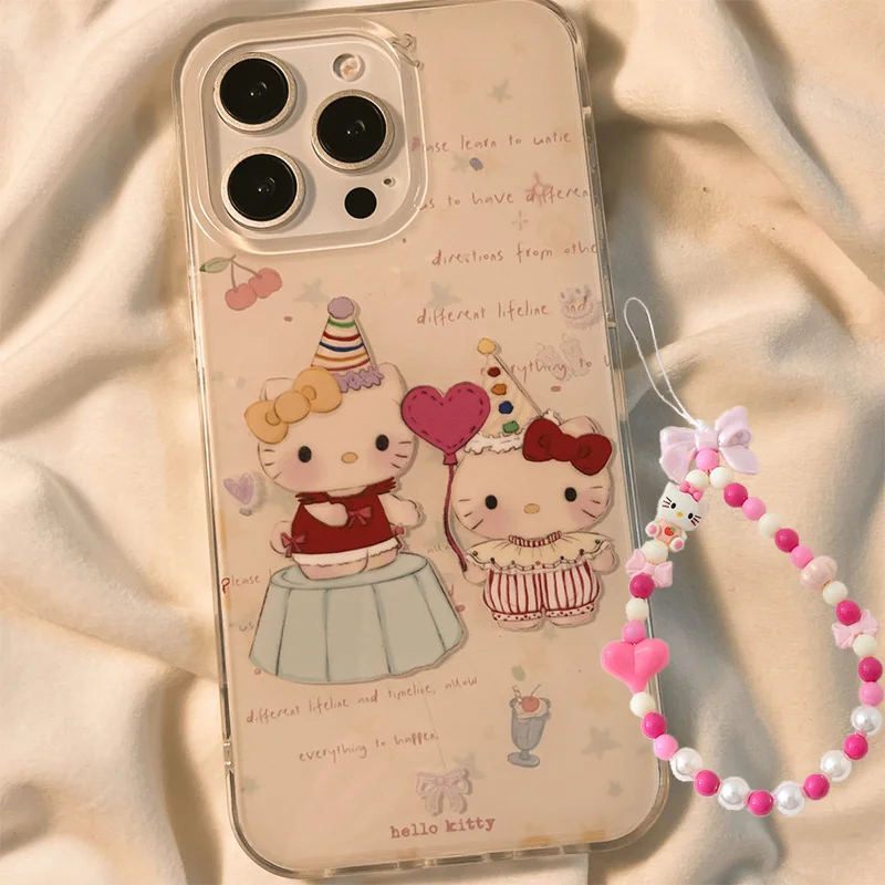 Sanrio Hello Kitty Circus Troup KT Phone Case For iPhone 16 15 14 13 12 11Pro Max 78Plus XR XS MAX MINI Y2K Girl Cute Back Cover