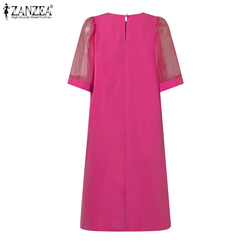 ชุดเดรสสั้นสไตล์วินเทจสำหรับผู้หญิงจาก ZANZEA ผ้าตาข่ายแต่งระบาย แขนสั้นทรงหลวม เหมาะสำหรับใส่ลำลองในฤดูร้อนหรือไปงานปาร์ตี้