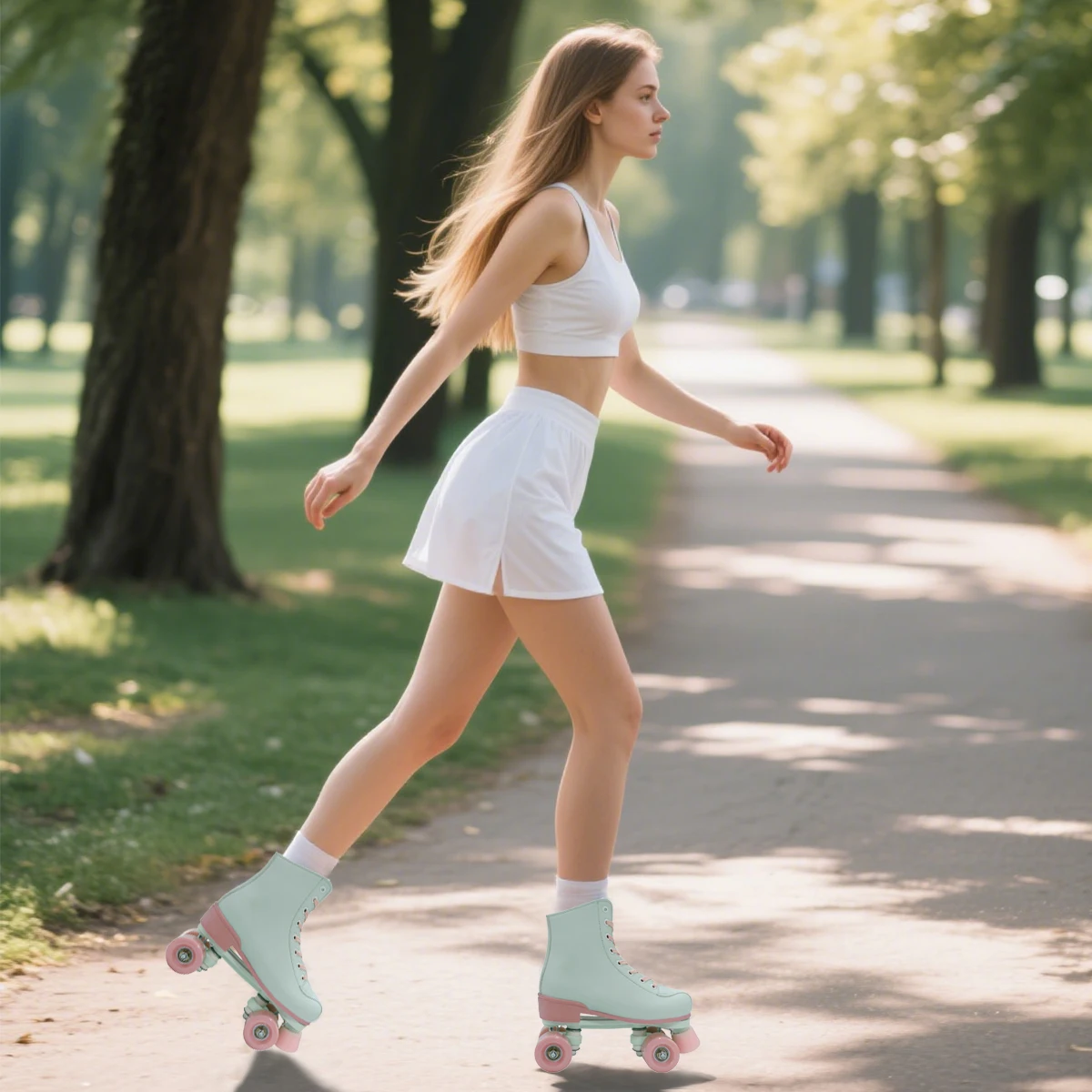 

Pu Leather Sport Beginner Men And Women Roller Skating Shoes Gift Roller Skate Shoes Size 35-42 4 Wheels Quad Sneakers Skating