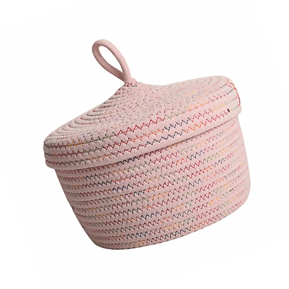 Decorate Storage Box with Lid Baskets Decorative Woven Bin Cotton Rope Household Furnishing