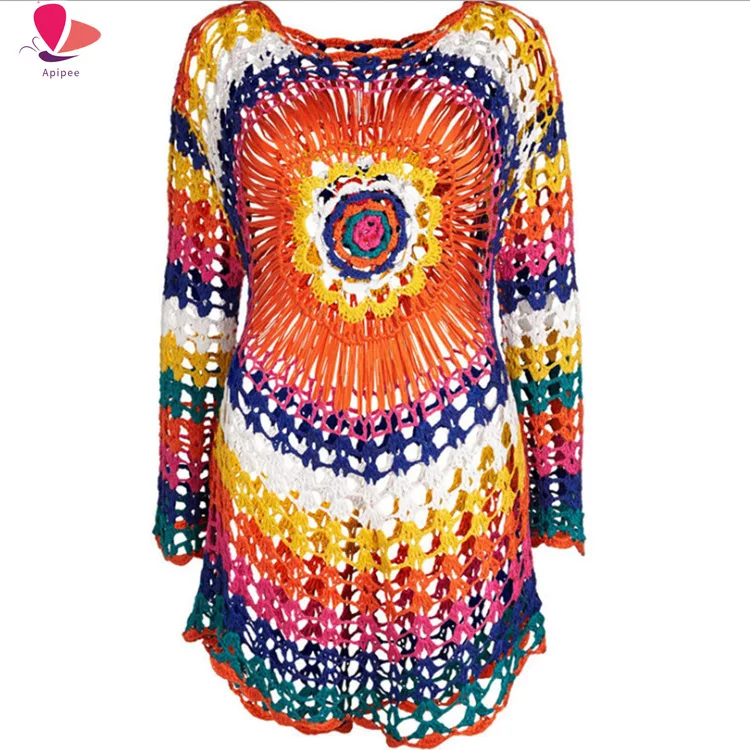 2024 New Beach Cover Up Tunics for Beach Swimsuit Crochet Cover Ups Sarong Beach Saida Praia Sarong Beach Handmade Knitted