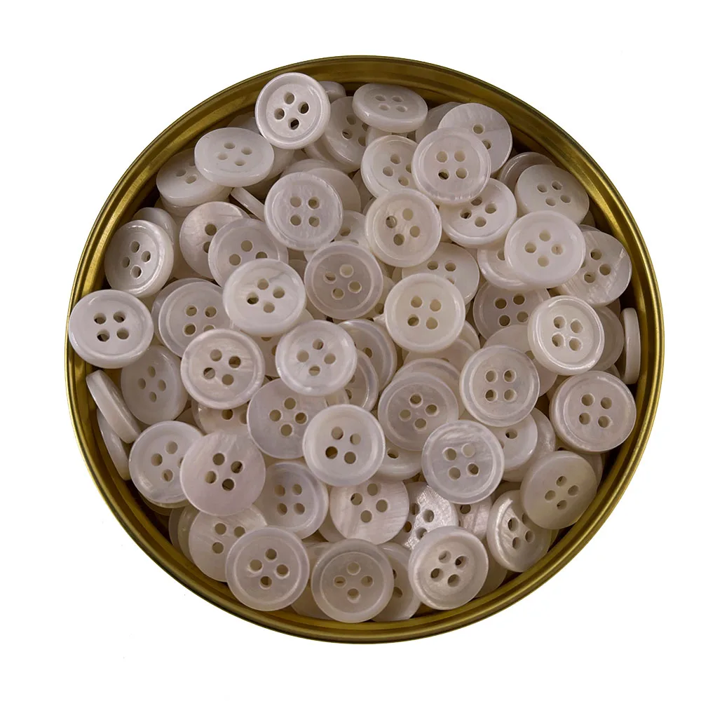 30Pcs Real Mother of Pearl Round Buttons 4 hole Sewing Shirt Clothes Coat Decorative Shell Buttons 1.0cm 1.1cm