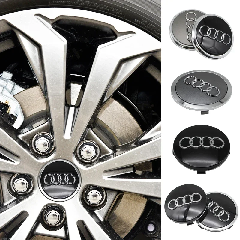 4 peças 60mm 61mm 69mm 68mm 77mm Calotas de Roda com Emblema para Estilização Automotiva 4B0601170 para Audi A3 A4 A5 A6 A7 A8 S6 Acessórios
