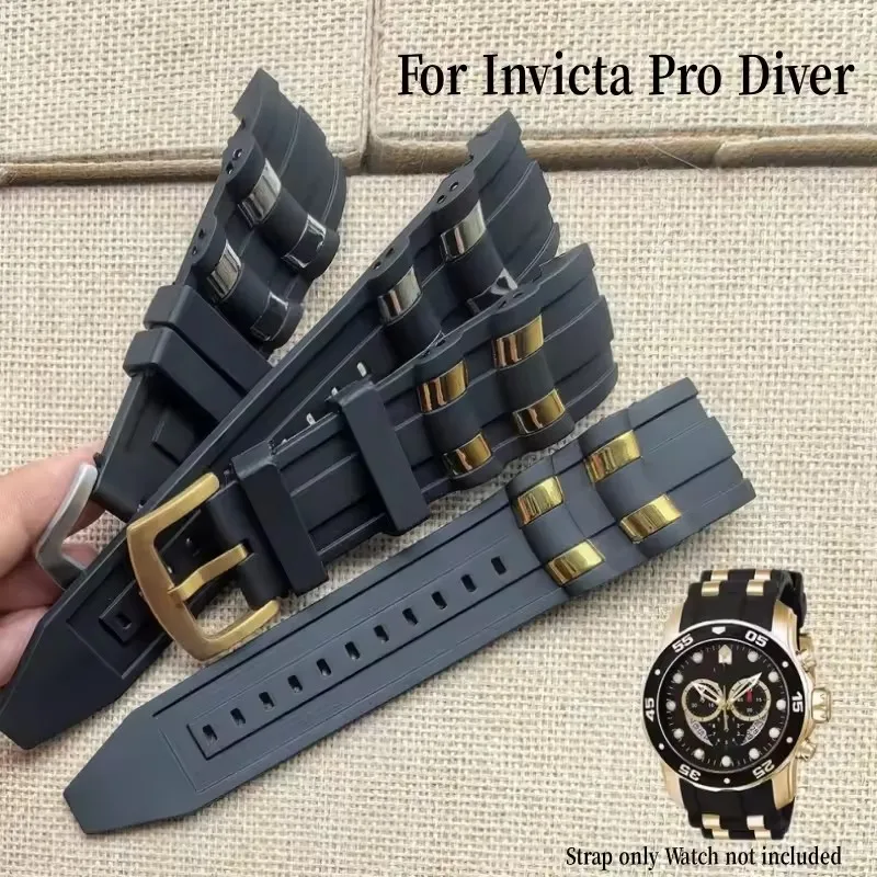 For Invicta Pro Diver 26mm Silicone Wristband Curved End Rubber Strap Replacement for Men High Quality Soft Sport Watchbands - view 2