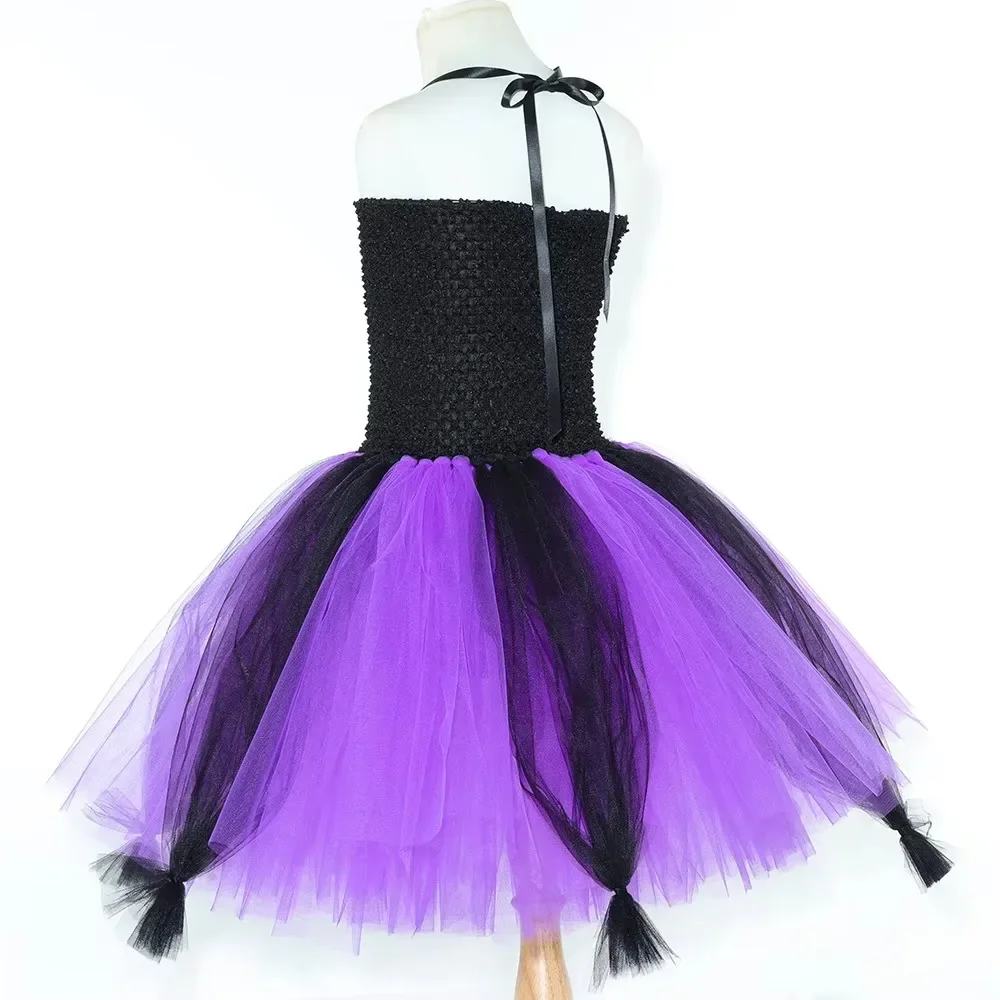 THEEPER Girls Halloween Costume with Accessories, Halloween Tutu Dress for Kids, Siren Witch Costume Tulle Princess Puffy Dress view 5