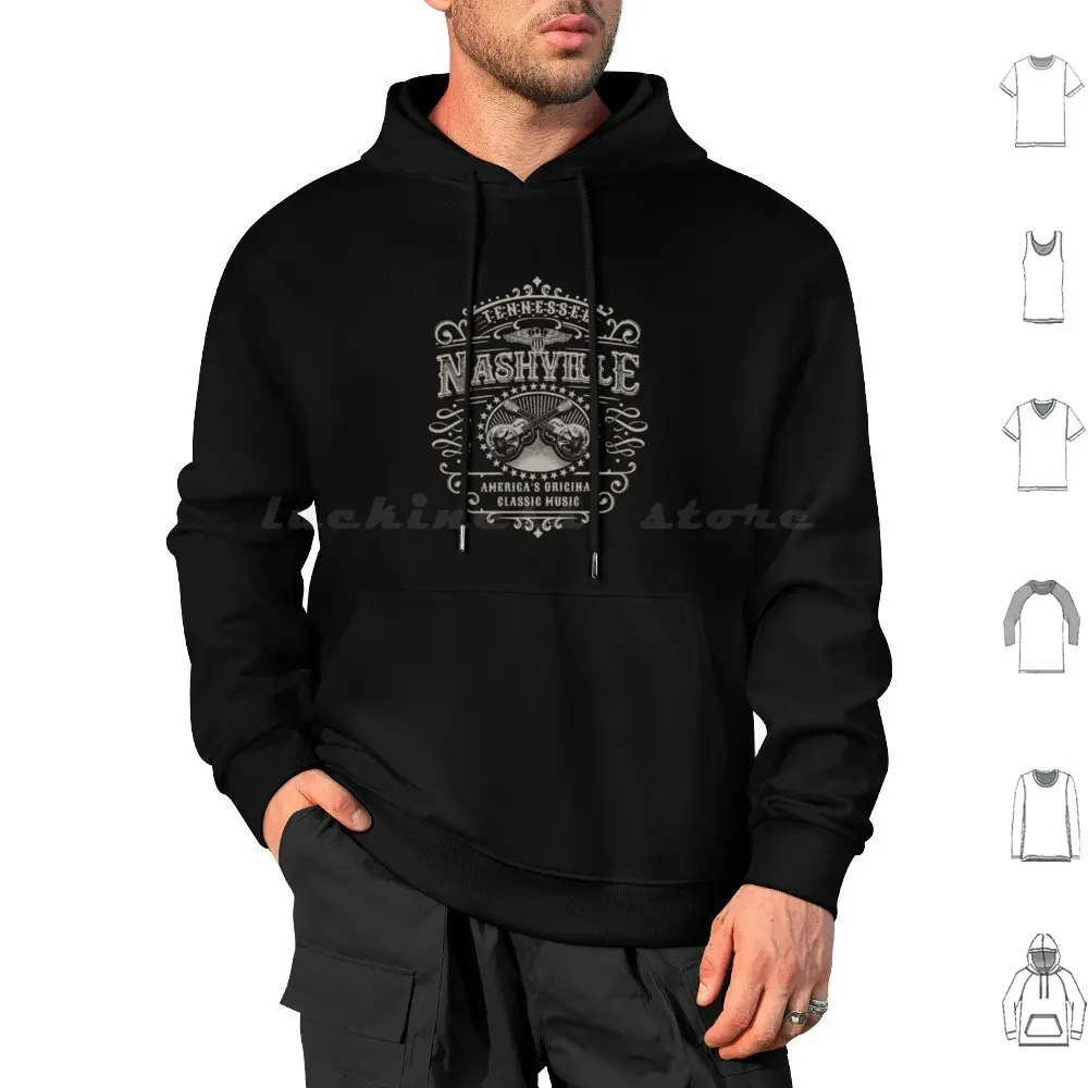 Nashville Tennessee Hoodie cotton Long Sleeve Nashville Tennessee Music City Guitar