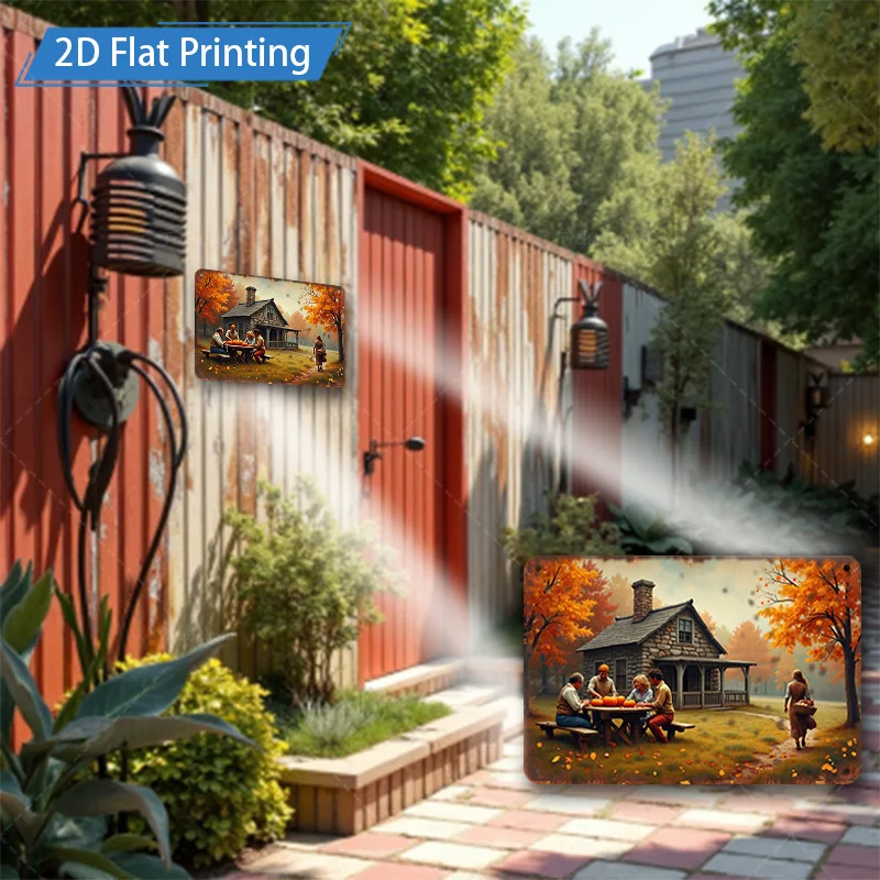 1pc 8x12 polegadas sinal de metal rústico outono fazenda cena 2d metal arte da parede decoração