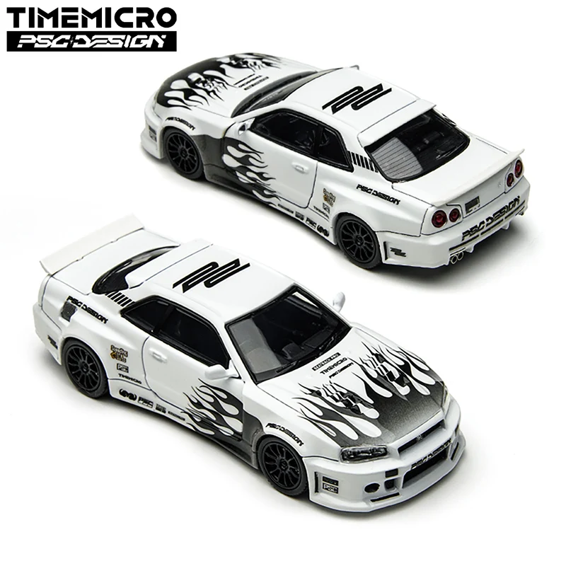 

TimeMicro 1/64 Skyline GT-R R34 Smilodon Design Widebody Kit Diecast Alloy Model Car Limited Edition Collection Hobby Gift