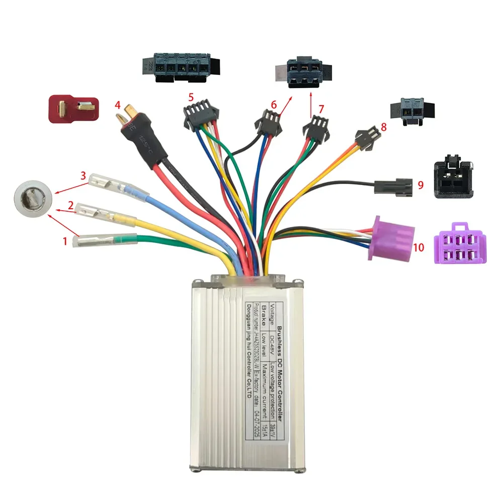 

Nulkomma E-bike Brushless Motor Controller JH4AZ5523DZBL-W 48V 15A for Electric Scooters Fat Bike MTB Accessories Speed