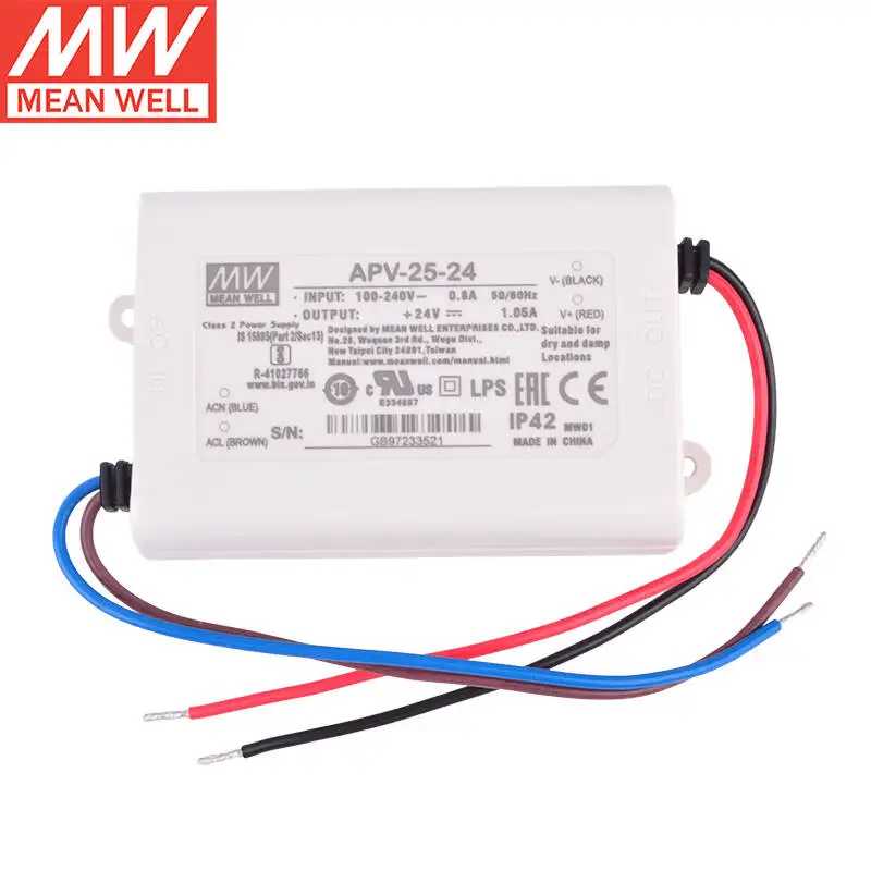 

Tai Wan MEAN WELL APV-25-24 24V 1.05A Constant Voltage Single Output Switching Power Supply LED Driver Brand New Original