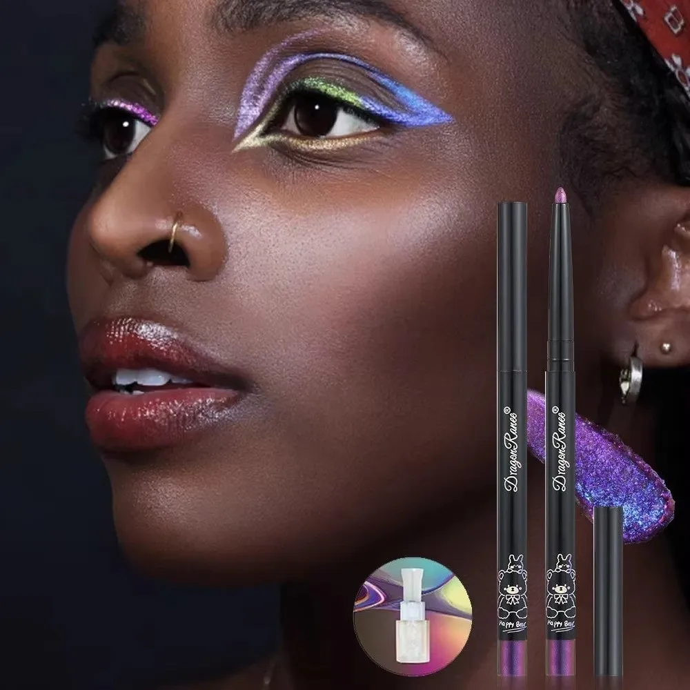 Waterproof Eyeliner Pen Green Gold Purple Pigment Multi Chrome Eyeliner Shiny Chrome Aurora Effect Glitter Eyeliner Pen view 3